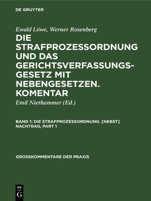 cover image of Die Strafprozessordnung. Nebst Nachtrag